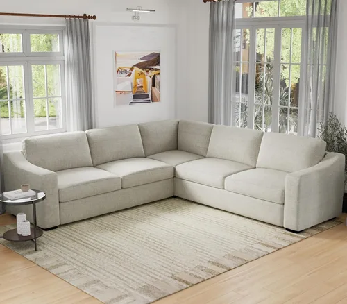Vista 24 de ELUCHANG Sofá moderno de 85 pulgadas para sala de estar, sofá de lino natural de 3 plazas con asientos extra profundos, cojín tapizado y funda