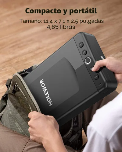 Vista 3 de HOLEWOR - Caja fuerte para armas en el automóvil, caja fuerte pequeña para pistolas, caja de seguridad biométrica para armas de mano con huella