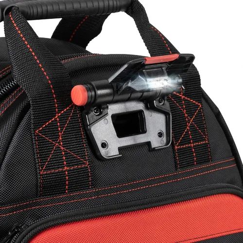 Vista 10 de Hultafors Work Gear HTL523 Mochila iluminada para herramientas, 50 bolsillos, portaherramientas de poliéster balístico resistente, luz giratoria