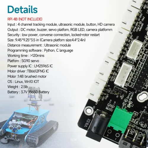 Vista 8 de Yahboom Kit de robot AI para chasis de tanque para Raspberry Pi 4B, kit de inicio de cámara Python, proyecto de ciencia electrónica programable DIY
