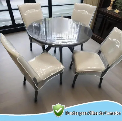 Vista 6 de Fundas para sillas de comedor, protectores impermeables para sillas de cocina, protector de asiento de silla de plástico transparente, mantén tu