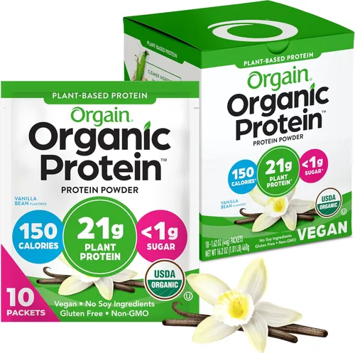 Vista 14 de Orgain - Proteína vegana orgánica en polvo, pastel de cumpleaños - 21g de proteína a base de plantas, 7g de fibra prebiótica, bajo en carbohidratos