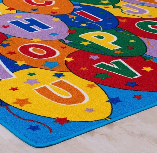 Vista 5 de Champion Rugs Alfombra para niños/habitación de bebé/guardería/aula/sala de juegos. Alfabeto ABC. Globos. Educativo. Divertido. Parte trasera de gel