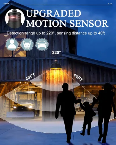 Vista 2 de Lámpara de pared exterior con sensor de movimiento, aplique de pared exterior de 10 pulgadas del atardecer al amanecer con enchufe de base E26