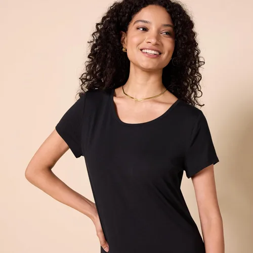 Vista 4 de Tienda Essentials Vestido Maxi de manga corta para mujer, fluido