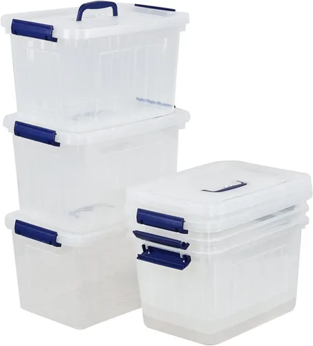 Vista 5 de Farmoon 3 paquetes de contenedores de almacenamiento con tapa transparente, caja de almacenamiento con asa Plástico, apilable