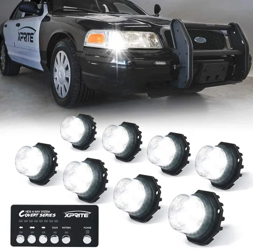 Vista 21 de Xprite Kit de luces estroboscópicas LED ámbar ocultas, 20 patrones intermitentes con panel de control, faros, luces traseras, luces antiniebla