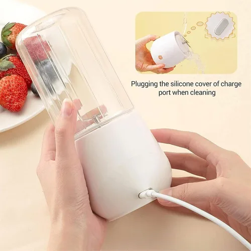 Vista 6 de Powerful Plastic Portable Blender 4 Blades Personal Juicer For Smoothies Ice Blending Juicing And Food Processing 500ml/17.5oz compact(White)
