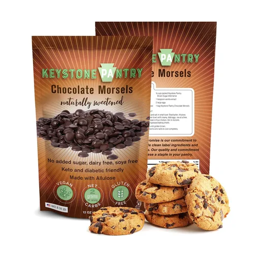 Vista 10 de Chips de chocolate negro de 4.4 libras, chips keto para hornear sin azúcar, veganos sin lácteos Keystone Pantry. Sin azúcar, gluten ni lácteos.