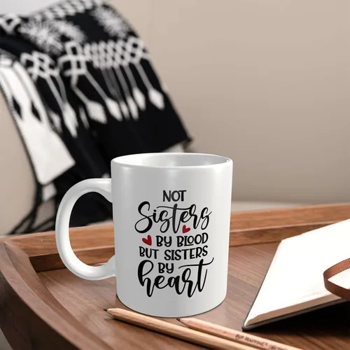 Vista 6 de Taza de café de cerámica Not Sisters by Blood but Sisters by Heart