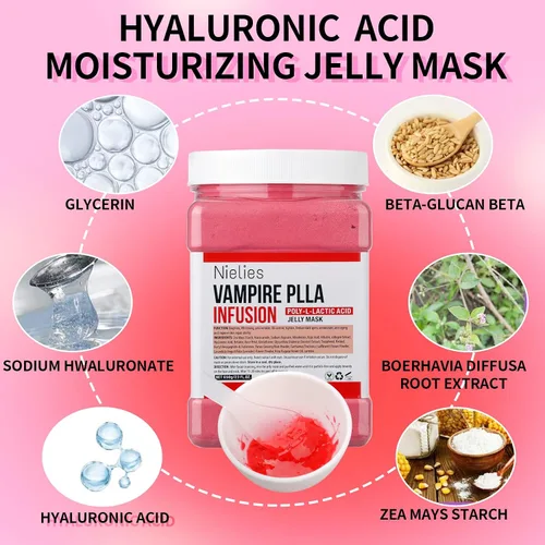 Vista 4 de Máscara de gelatina de vampiro + ácido hialurónico, cuidado de la piel facial, máscara de hidrojelia, máscara facial para tratamientos faciales