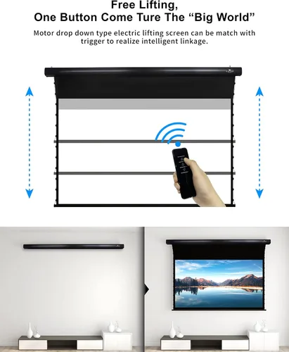 Vista 5 de VIVIDSTORM - Pantalla de cine de PVC blanco perforado transparente para el hogar, pantalla de montaje en techo, compatible con proyector ordinario