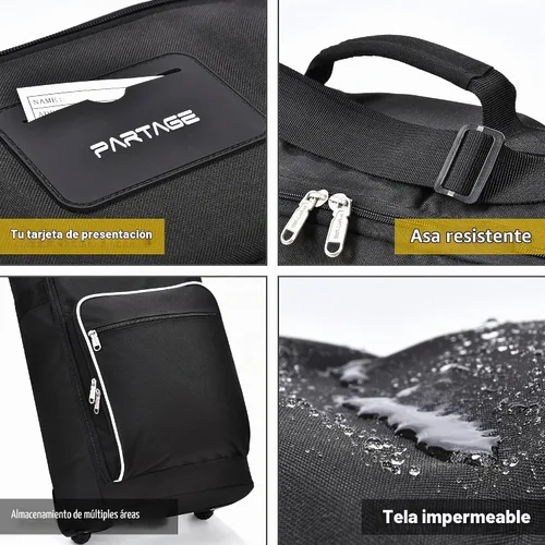 Vista 3 de Partage Bolsa de snowboard con ruedas, bolsa de snowboard para viajes aéreos, longitud ajustable hasta 66.9 in, Oxford resistente al agua 600D