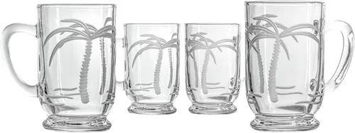Vista 9 de Rolf Glass Copa de vino con globo de palmera, copas de vino tinto de 18 onzas, sin plomo, cristal grabado con rueda de diamante, diseño de palmera