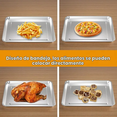 Vista 5 de Bandeja de acero inoxidable para hornear compatible con Cuisinart Airfryer TOA-060 y TOA-065 (bandeja de 2 piezas)