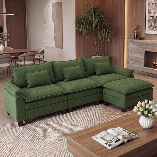 Vista 51 de URRED - Sofá seccional modular Cloud, sofá moderno en forma de L de 87" con profundidad de asiento con otomana y almohadas, ultra cómodo sofá