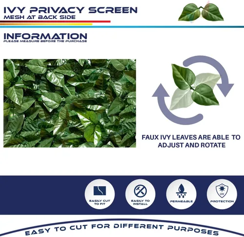 Vista 4 de Windscreen4less Rejilla para valla de privacidad de hojas sintéticas de 03 x 02 pies, cubierta de valla de hojas de laurel artificial, decoración