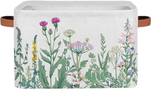 Vista 8 de Pardick Paquete de 2 cajas de almacenamiento plegables grandes para hierbas y flores silvestres, coloridas cajas de almacenamiento de tela de lona