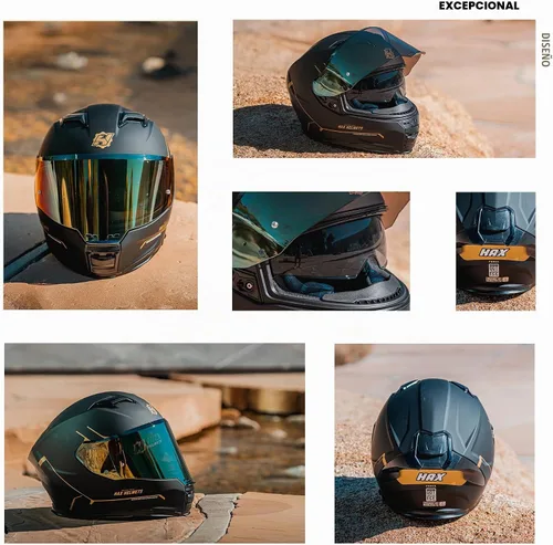 Vista 5 de HAX Force - Casco de cara completa aerodinámico para motos y e-bikes certificado DOT y ECE - Visor doble mejorado, talla adulto, listo para Pinlock