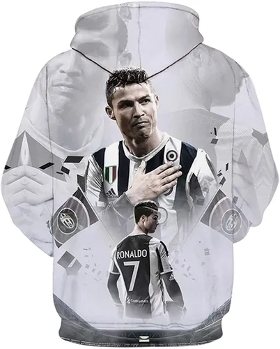 Vista 2 de Gin-back ZZYuni Unisex Cristiano Ronaldo 3D Printed Hoodie,CR7 Cotton Sweatshirt with Drawstring Long Sleeve Pullover Tops