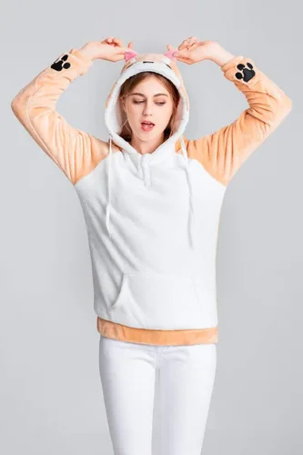 Vista 5 de Coriresha - Sudadera con capucha para niños estilo perro con orejas de perro en 3D y cola de perro manga larga