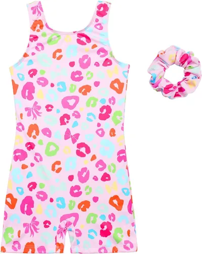 Vista 10 de JESKIDS Leotardos para Niñas de Gimnasia con Shorts de Danza Biketards Acrobacia Coletero a Juego para el Cabello 3~15 Años