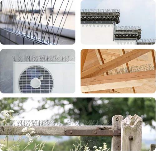 Vista 7 de OFFO - Púas para pájaros con base de acero inoxidable, Púas resistentes para aves en forma de flecha, kit de púas para palomas para mantener