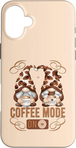Vista 22 de iPhone 16 Funny Coffee Mode On For Women With Cute Coffee Gnomes Case