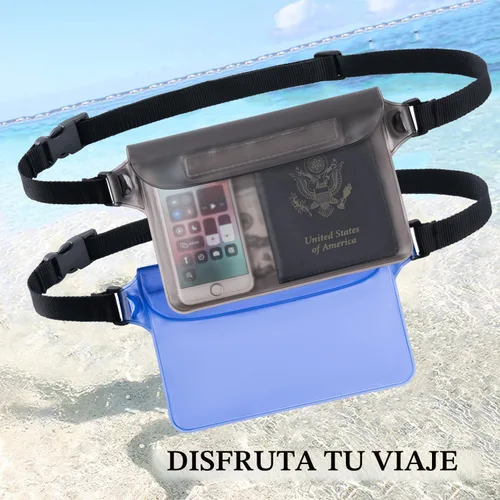 Vista 7 de CADONO Paquete de 2 fundas impermeables con correa ajustable para la cintura Bolsa seca sensible al tacto en pantalla, mantiene tu teléfono y Negro