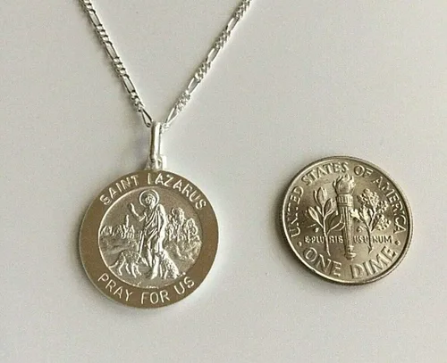 Vista 4 de Collar de plata de ley 925 con diseño de San Lázaro, 20.0in de largo, 0.709in de largo