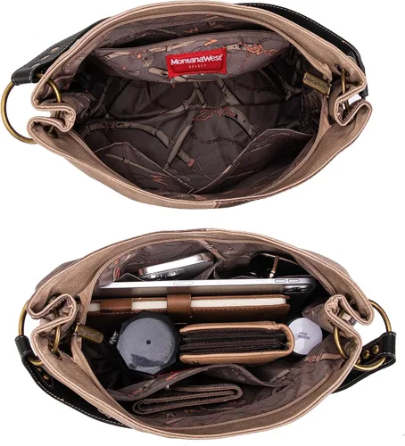 Vista 5 de Montana West Monederos para mujer, bolsos de hombro Hobo con cremallera