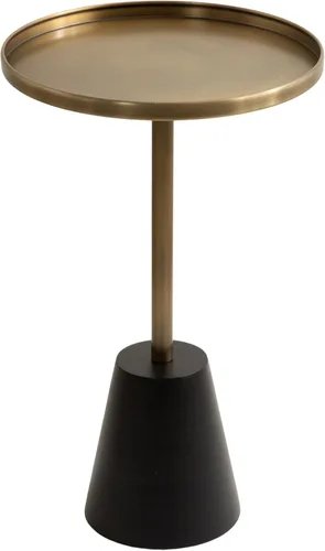 Vista 10 de Kate and Laurel Tira - Mesa auxiliar redonda, 14 x 14 x 24 pulgadas, madera marrón nogal y negro, mesa auxiliar decorativa estilo pedestal para usar