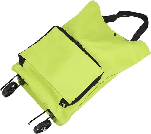 Vista 2 de Carrito de compras plegable, bolsa plegable con cremallera, carrito de comestibles OxFabric, con ruedas, reutilizable, de gran capacidad, portátil