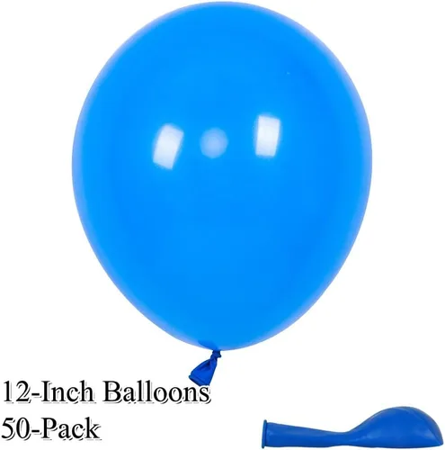 Vista 2 de Paquete de 50 globos de látex azules de 12 pulgadas para decoraciones de fiestas, globos gruesos de alta calidad para cumpleaños, baby shower