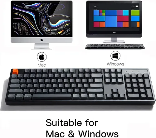 Vista 3 de Keychron Teclado mecánico inalámbrico K10 de tamaño completo de 104 teclas, retroiluminación RGB intercambiable en caliente con interruptor marrón