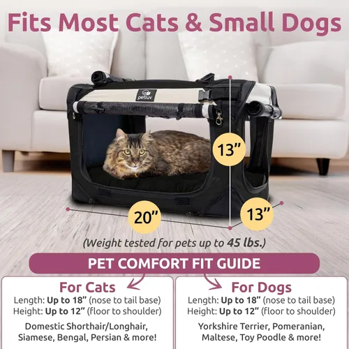 Vista 3 de Transportador de mascotas para gatos y perros, lado suave, mediano de 20 x 13 x 13 pulgadas, se adapta a la mayoría de gatos o perros pequeños