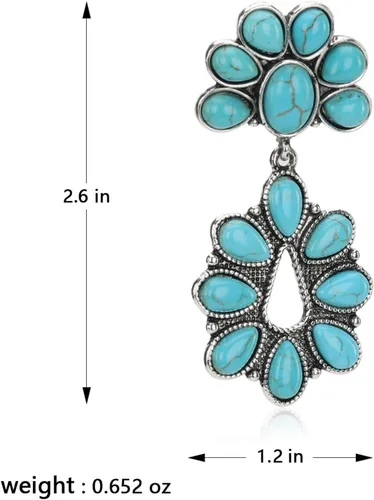 Vista 5 de Pendientes de turquesa occidental de Rustic Couture para mujer, joyería de país occidental