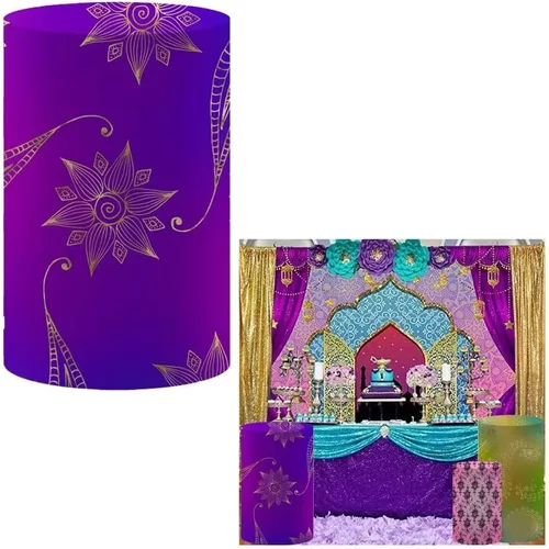 Vista 11 de NIVIUS PHOTO Cubierta cilíndrica de la India Bollywood para decoración de fiesta, elástica, elástica, elastano, pedestal NO-1399