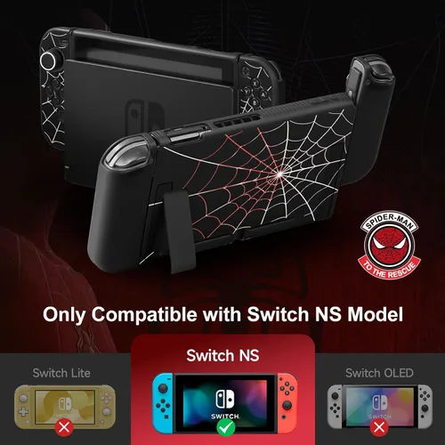Vista 2 de JINGDU Funda compatible con Nintendo Switch 2017, accesorio de funda de TPU para consola Switch y Grip Joy-Con, protector de interruptor con 4
