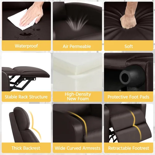 Vista 8 de Yaheetech Silla reclinable con 3 ángulos ajustables, color marrón (paquete de 2)