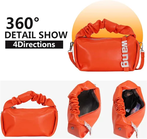 Vista 5 de Bolso de mano pequeño para mujer de piel sintética con asa superior y asa cruzada en la nube bolso de mano ligero