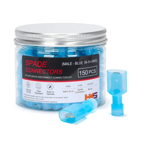 Vista 24 de HKS 150 Piezas Conectores de Desconexión Rápida de Espada Hembra de Nylon - Azul 16-14 AWG Kit de Conectores de Cable Eléctrico - Cobre Estañado