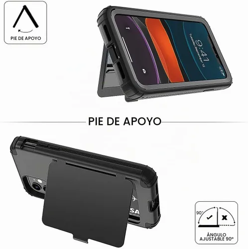 Vista 4 de WeLoveCase para iPhone 11 Estuche tipo billetera Defender con portatarjetas, cubierta con espejo oculto, tres capas, a prueba de golpes, protección
