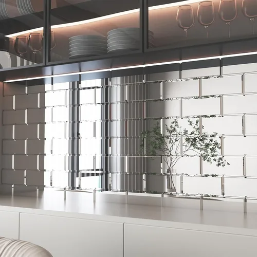 Vista 12 de Azulejo de Espejo de Vidrio Biselado Antiguo Despegar y Pegar de 3 x 3 Pulgadas para Salpicadero de Cocina y Pared de Baño (32 Piezas)