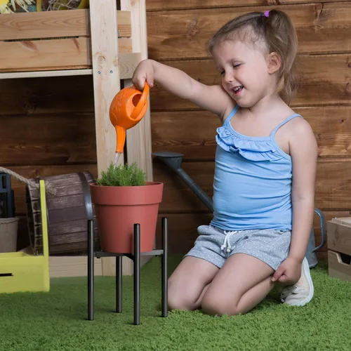 Vista 6 de H HOMEXIN Soporte ajustable de metal para plantas, ancho 8-12 pulgadas, soporte de esquina de mediados de siglo para exhibición estable en Negro