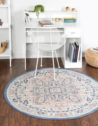 Vista 29 de Unique Loom Whitney Collection - Alfombra rectangular de 5 pies 3 pulgadas x 8 pies, color azul Multicolor/Azul