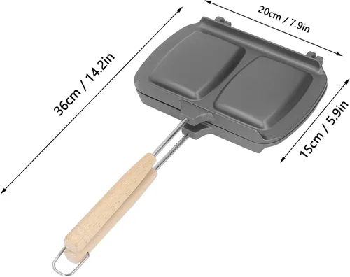 Vista 3 de Sartén de doble cara, sartén doble de aluminio antiadherente, máquina de queso a la parrilla, sándwich antiadherente para parrilla, sartén