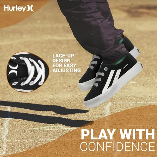 Vista 2 de Hurley Boardy - Tenis de skater con cordones, tenis bajos con cordones, a la moda, para niños y niñas, ligeros, clásicos, casuales, para niños