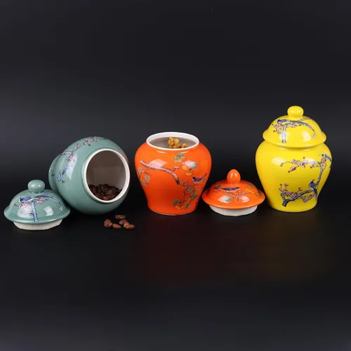 Vista 8 de XINGYAN Chinoiserie - Juego de 3 tarros de jengibre, porcelana china azul y blanca, tarro de almacenamiento decorativo para el hogar con tapa
