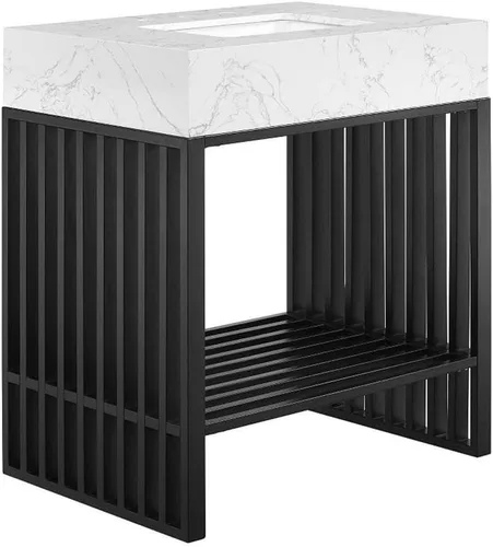 Vista 15 de Modway Gridiron - Tocador de baño de acero inoxidable de 24 pulgadas, color negro